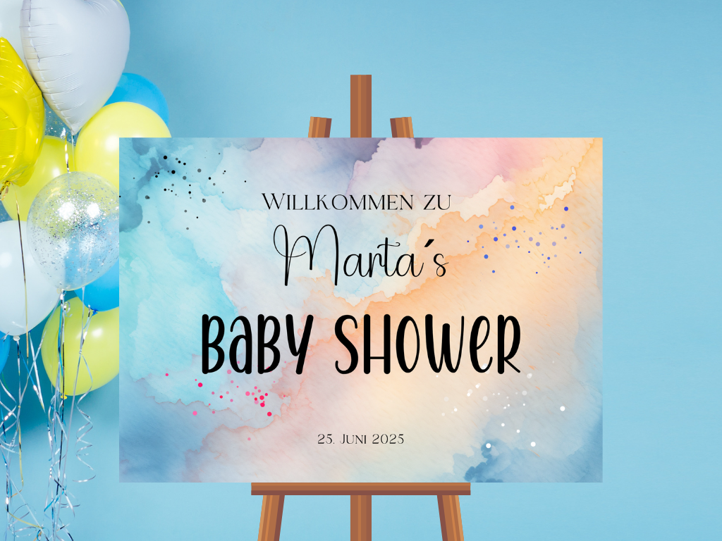 Willkommensschild Baby Shower , Gender Reveal - Leinwand , Poster - blau rosa LUKA