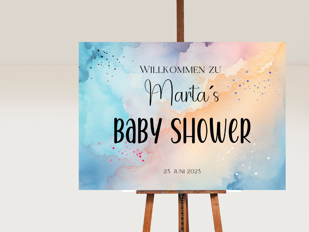 Willkommensschild Baby Shower , Gender Reveal - Leinwand , Poster - blau rosa LUKA