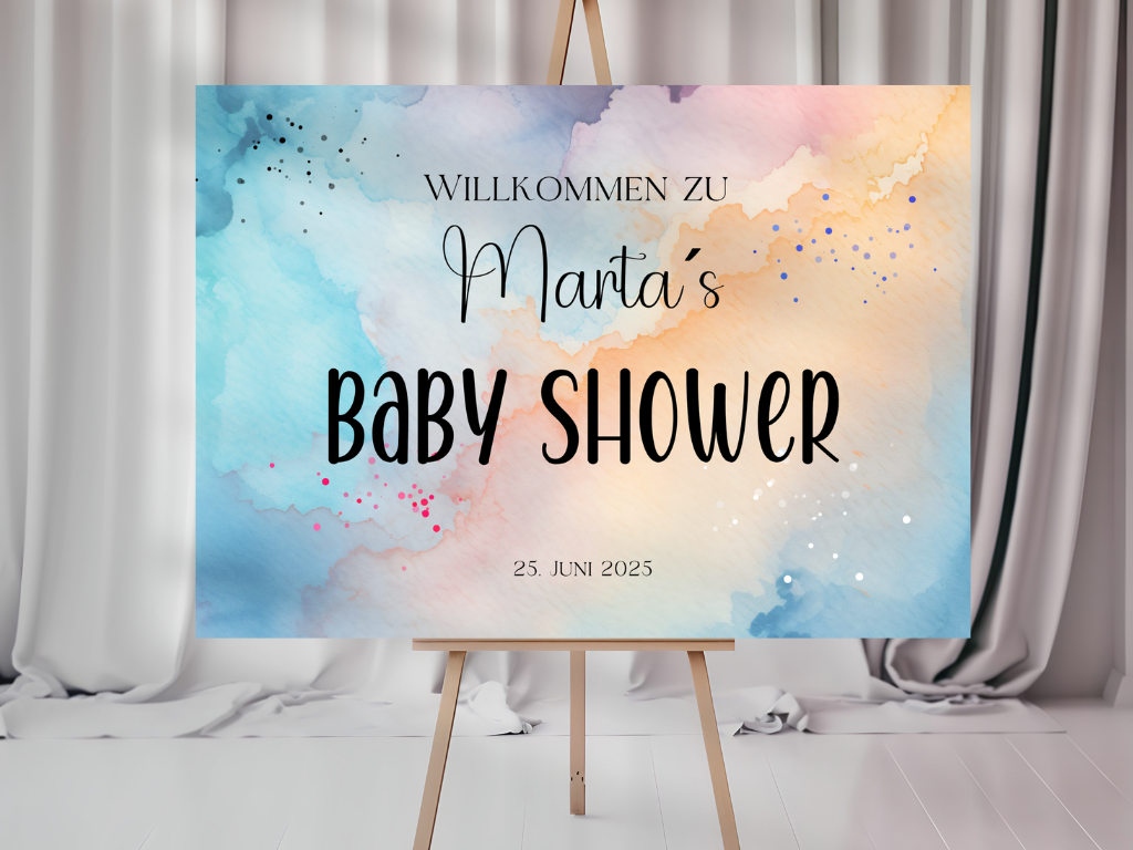 Willkommensschild Baby Shower , Gender Reveal - Leinwand , Poster - blau rosa LUKA