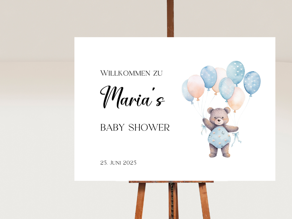 Willkommensschild Baby Shower , Gender Reveal - Leinwand , Poster - Balloons Matteo