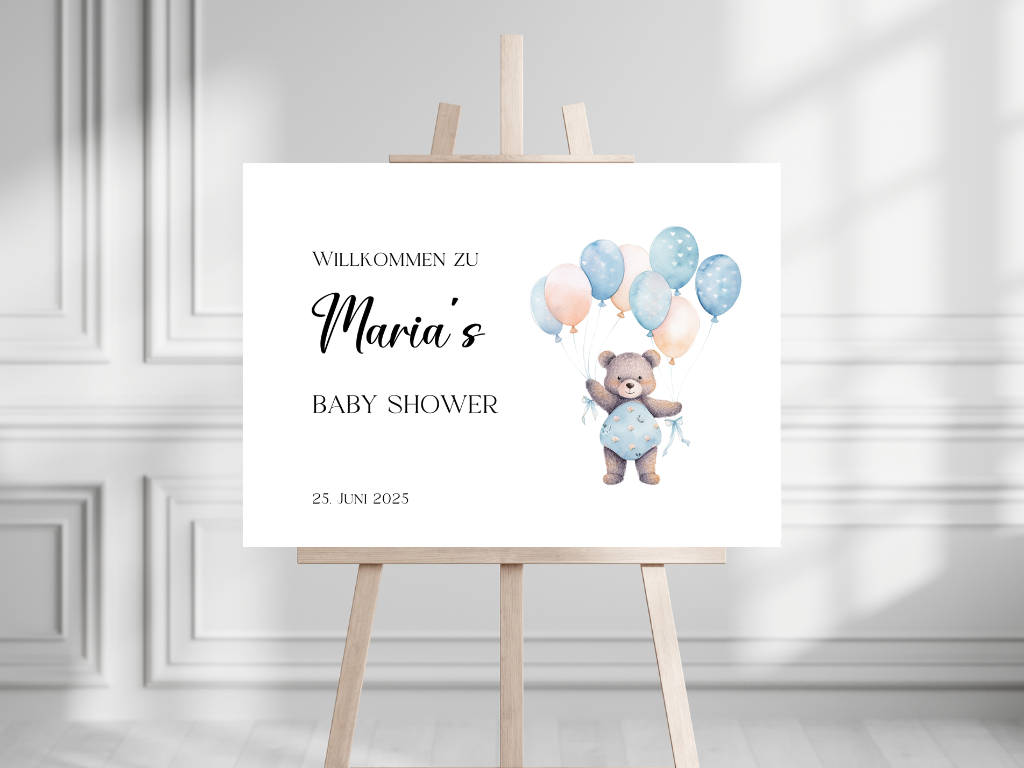 Willkommensschild Baby Shower , Gender Reveal - Leinwand , Poster - Balloons Matteo