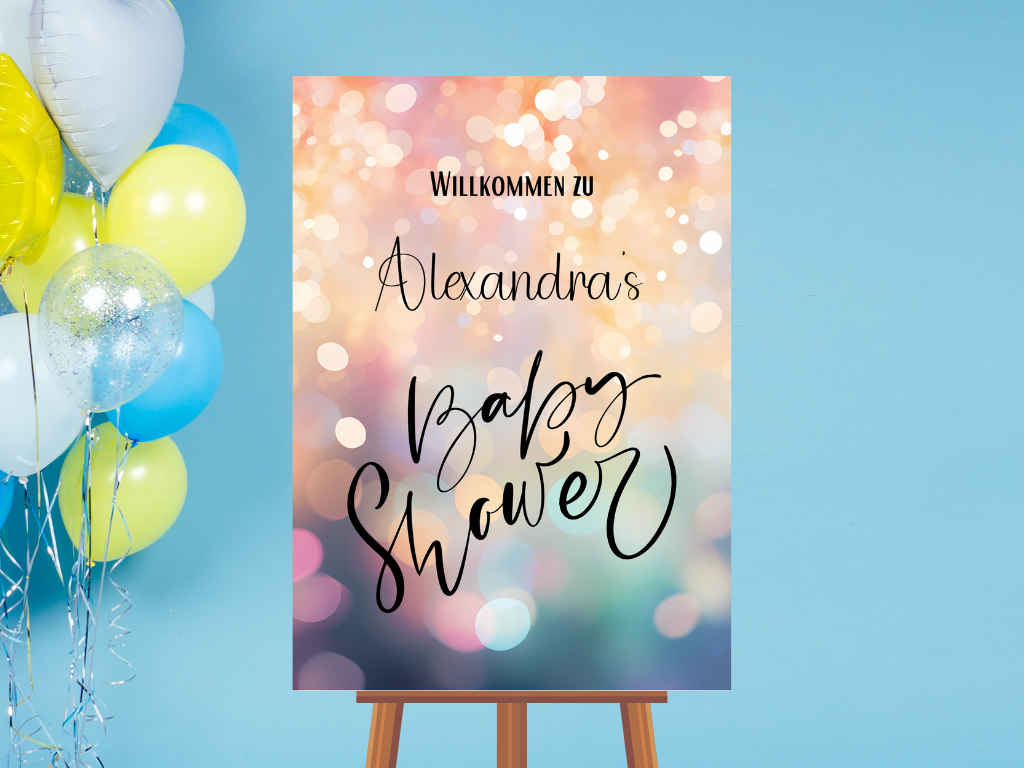 Willkommensschild Baby Shower , Gender Reveal - Leinwand , Poster - blau rosa MAYA