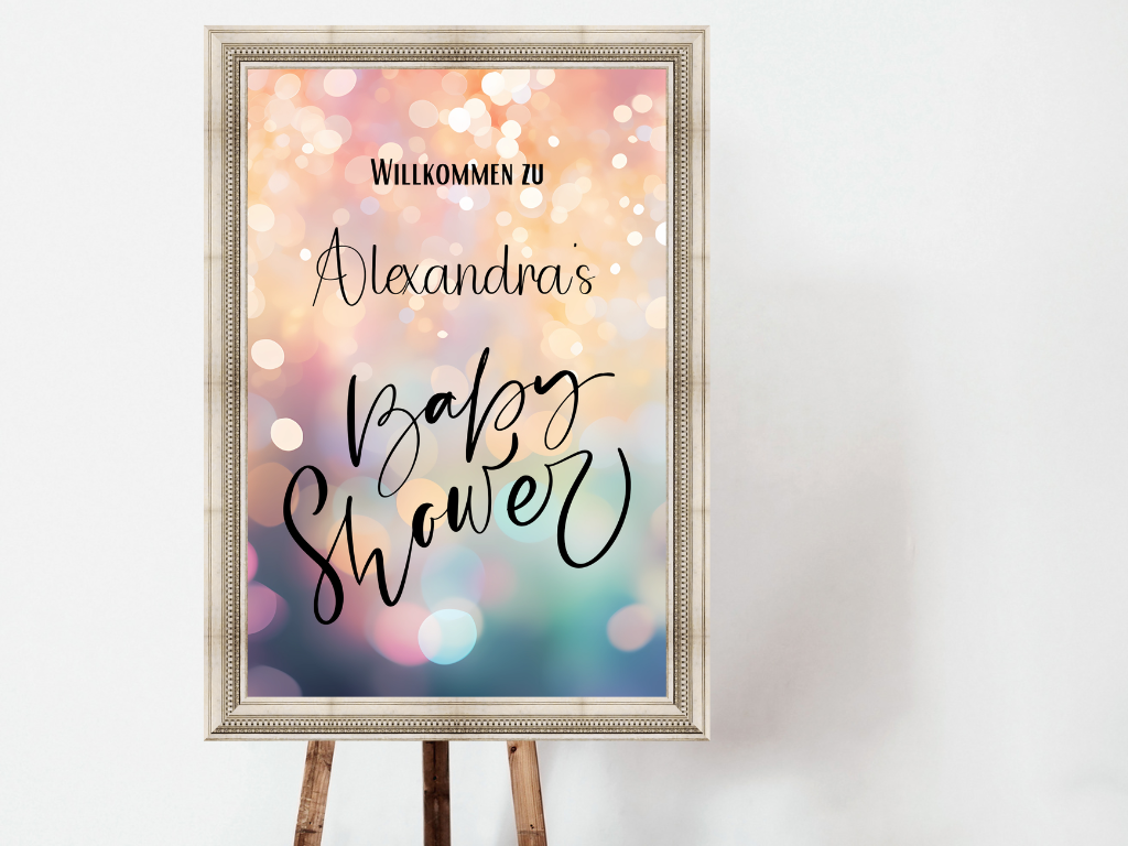 Willkommensschild Baby Shower , Gender Reveal - Leinwand , Poster - blau rosa MAYA
