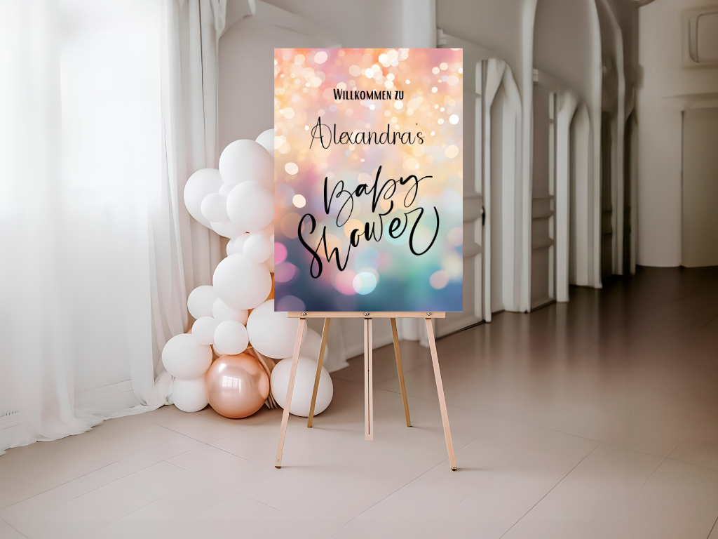Willkommensschild Baby Shower , Gender Reveal - Leinwand , Poster - blau rosa MAYA