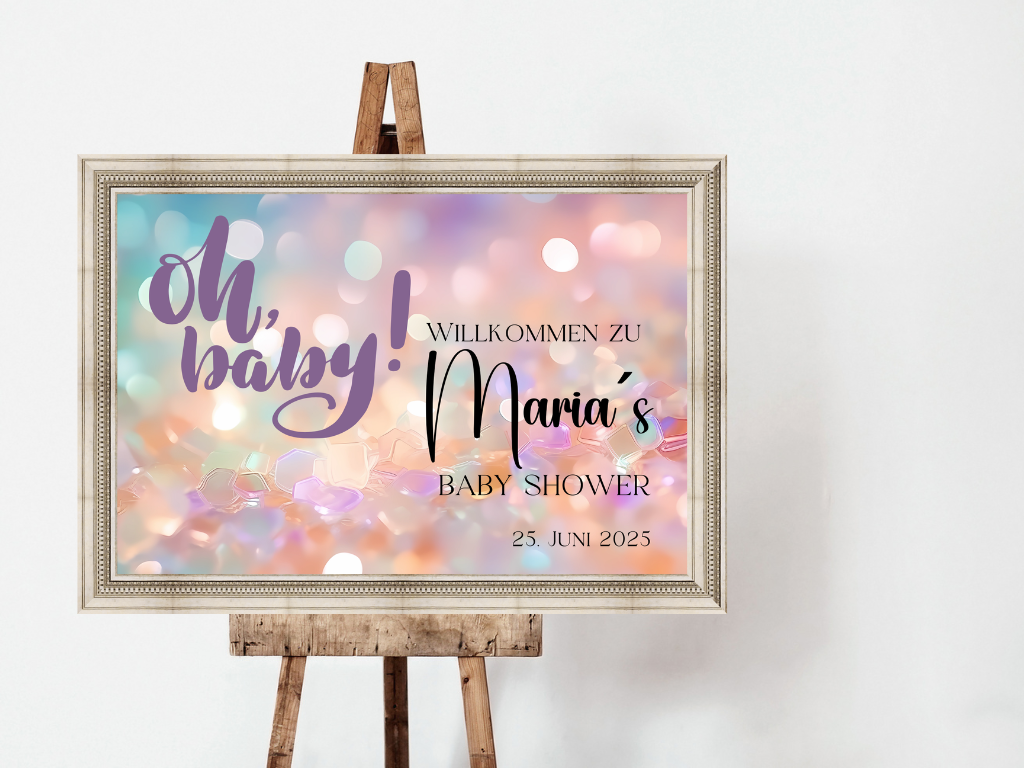 Willkommensschild Baby Shower , Gender Reveal - Leinwand , Poster - blau rosa NORA