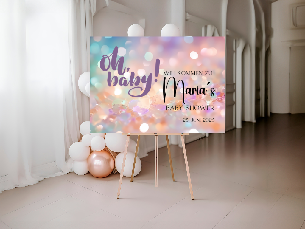Willkommensschild Baby Shower , Gender Reveal - Leinwand , Poster - blau rosa NORA
