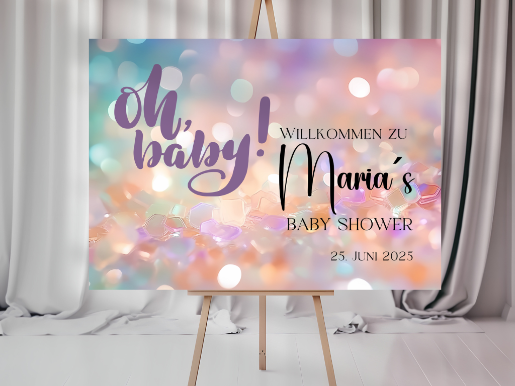 Willkommensschild Baby Shower , Gender Reveal - Leinwand , Poster - blau rosa NORA