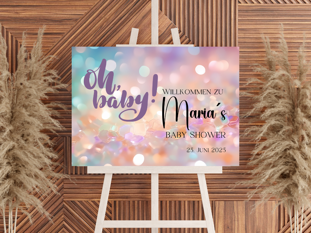 Willkommensschild Baby Shower , Gender Reveal - Leinwand , Poster - blau rosa NORA