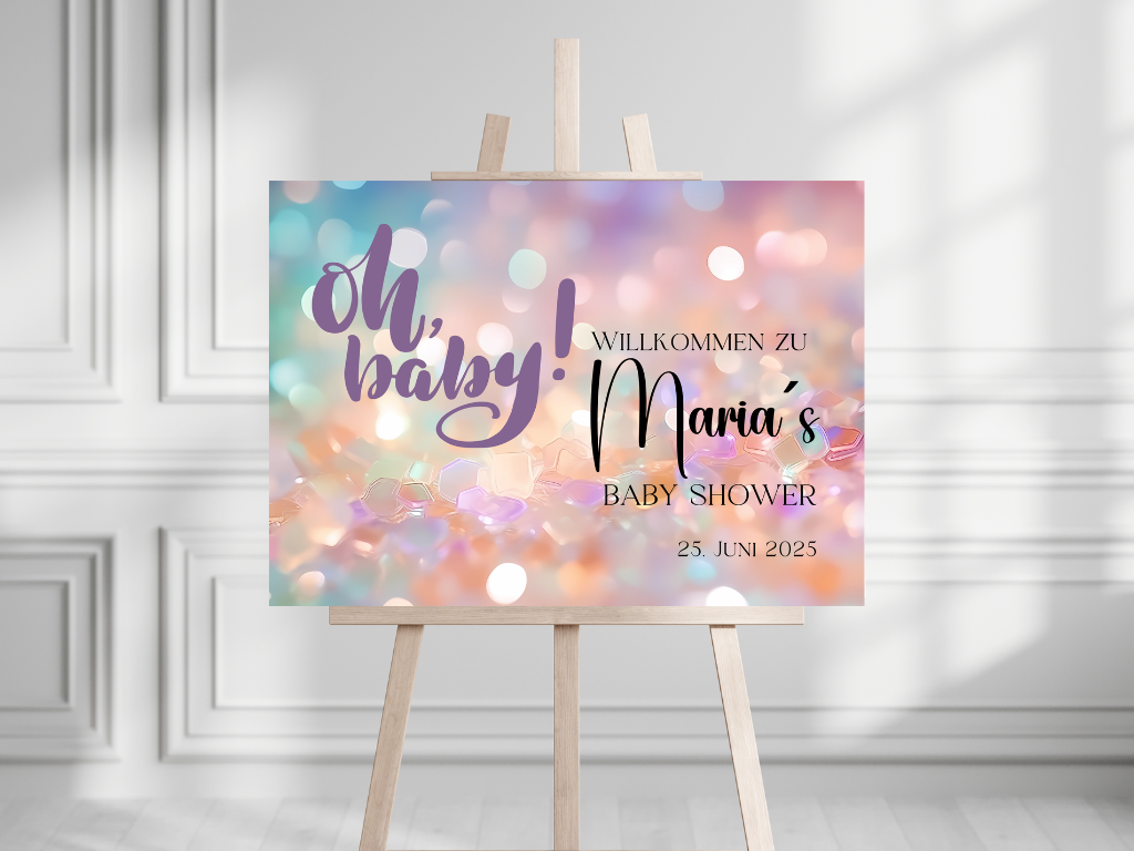 Willkommensschild Baby Shower , Gender Reveal - Leinwand , Poster - blau rosa NORA
