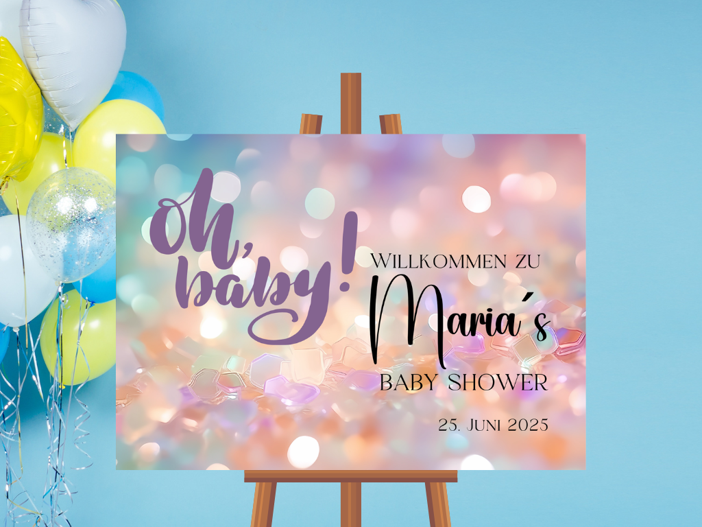 Willkommensschild Baby Shower , Gender Reveal - Leinwand , Poster - blau rosa NORA