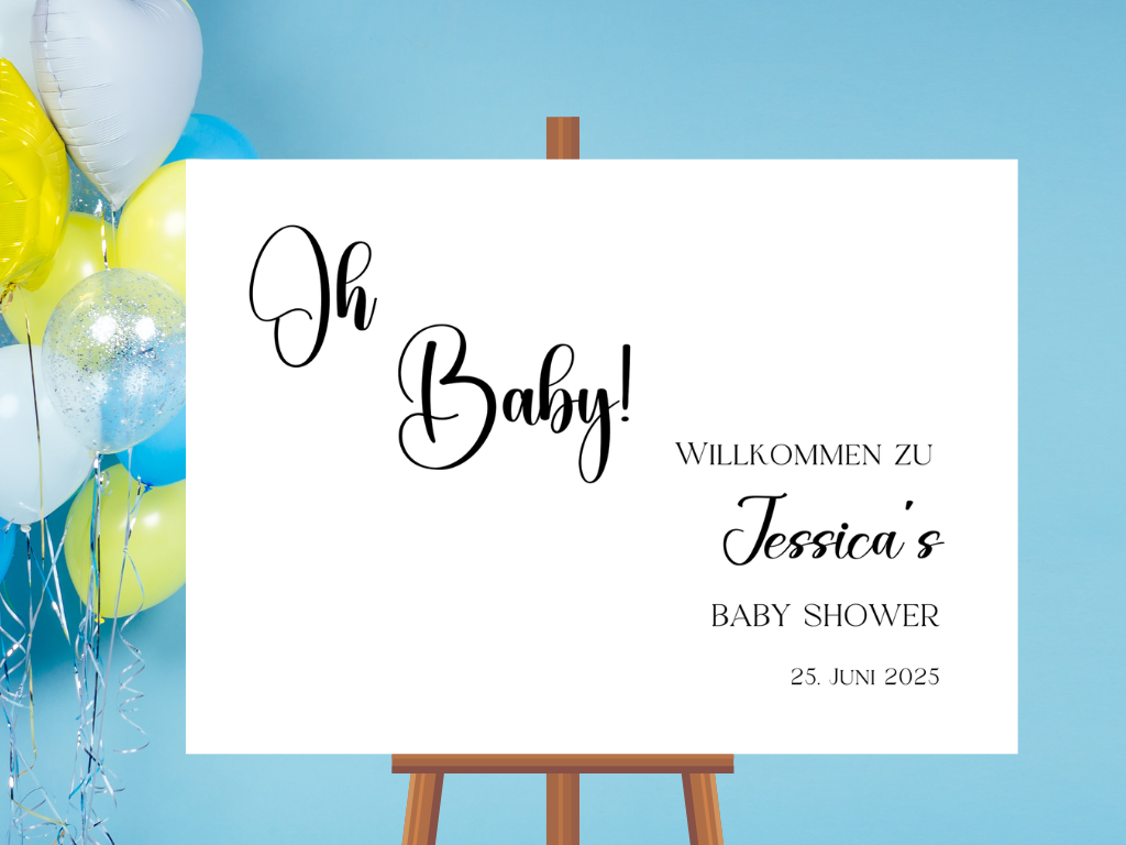 Willkommensschild Baby Shower , Gender Reveal - Leinwand , Poster - Tim