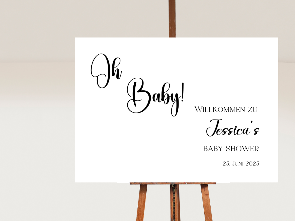 Willkommensschild Baby Shower , Gender Reveal - Leinwand , Poster - Tim