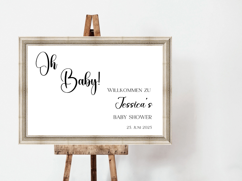 Willkommensschild Baby Shower , Gender Reveal - Leinwand , Poster - Tim