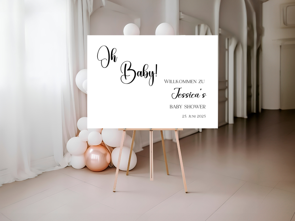 Willkommensschild Baby Shower , Gender Reveal - Leinwand , Poster - Tim