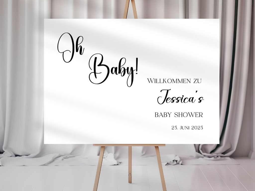 Willkommensschild Baby Shower , Gender Reveal - Leinwand , Poster - Tim