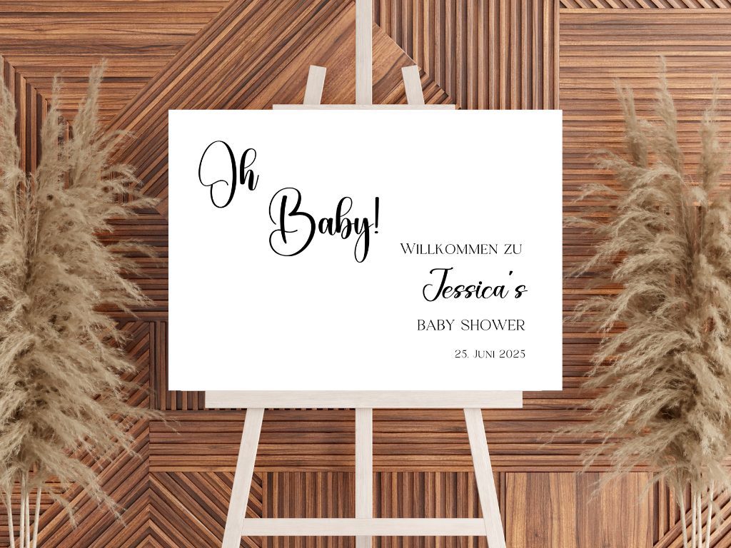 Willkommensschild Baby Shower , Gender Reveal - Leinwand , Poster - Tim