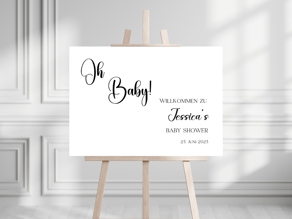 Willkommensschild Baby Shower , Gender Reveal - Leinwand , Poster - Tim