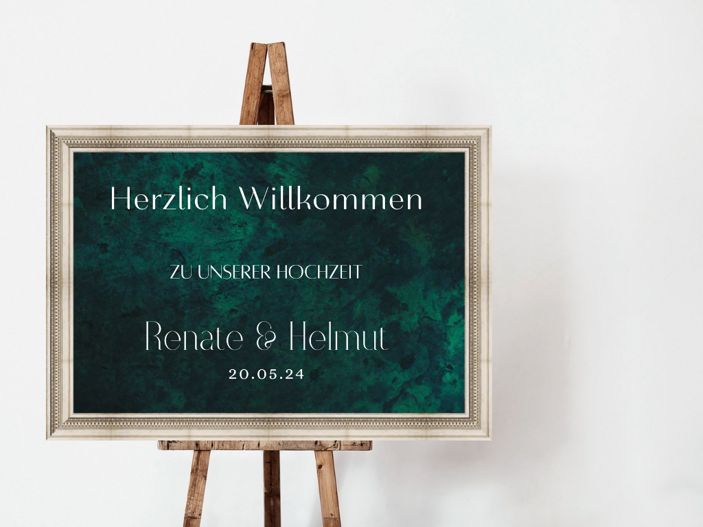 Willkommensschild Hochzeit - Leinwand , Poster - Glamour , grün MELISSA