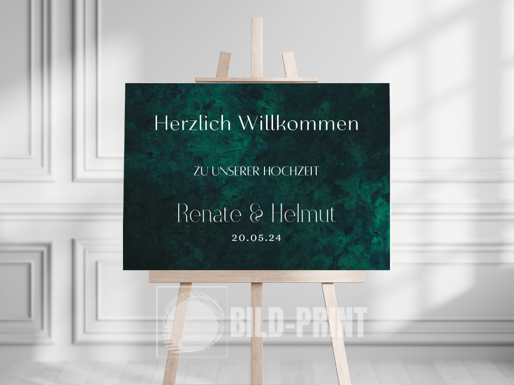 Willkommensschild Hochzeit - Leinwand , Poster - Glamour , grün MELISSA