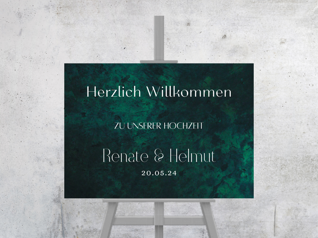 Willkommensschild Hochzeit - Leinwand , Poster - Glamour , grün MELISSA