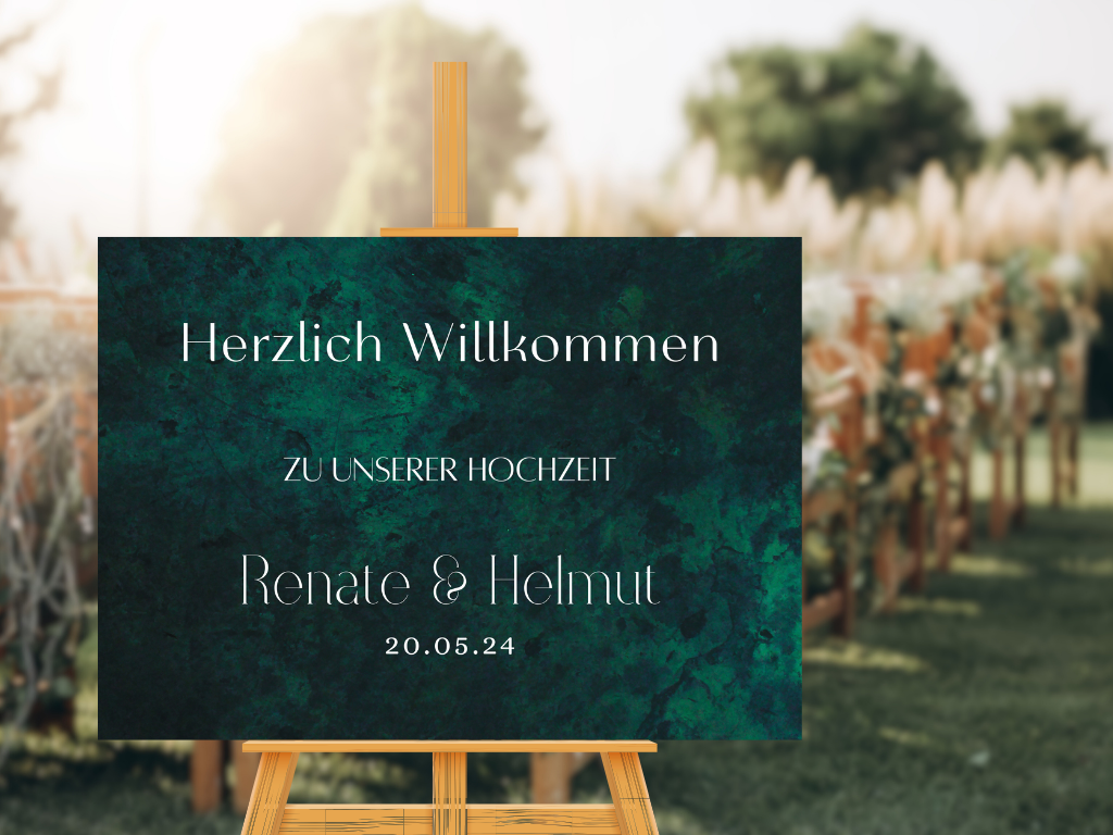Willkommensschild Hochzeit - Leinwand , Poster - Glamour , grün MELISSA