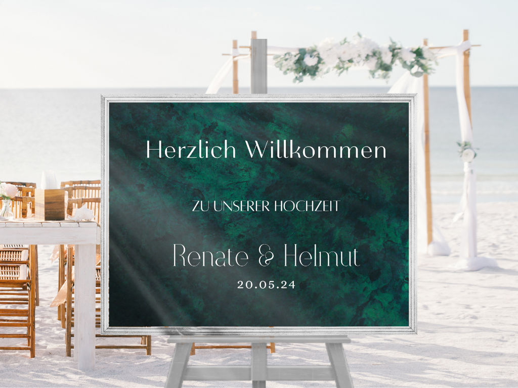 Willkommensschild Hochzeit - Leinwand , Poster - Glamour , grün MELISSA