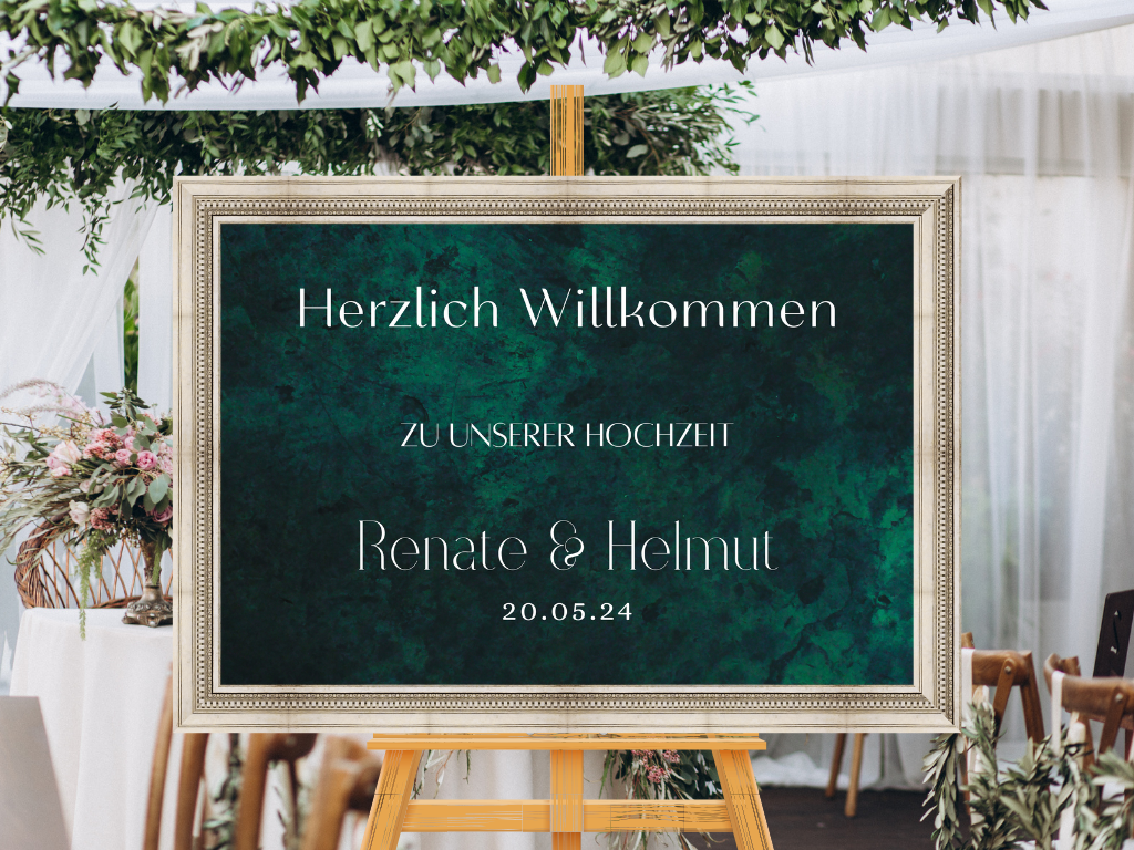 Willkommensschild Hochzeit - Leinwand , Poster - Glamour , grün MELISSA