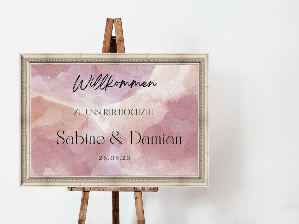 Willkommensschild Hochzeit - Leinwand , Poster - Glamour , Rot EMILY