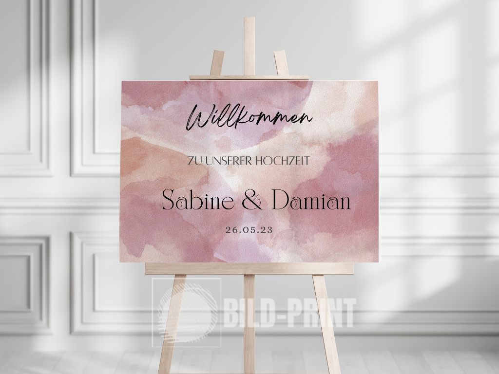 Willkommensschild Hochzeit - Leinwand , Poster - Glamour , Rot EMILY