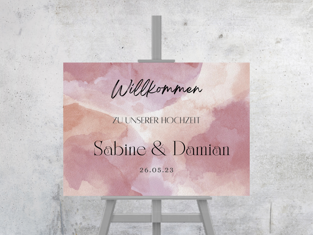 Willkommensschild Hochzeit - Leinwand , Poster - Glamour , Rot EMILY