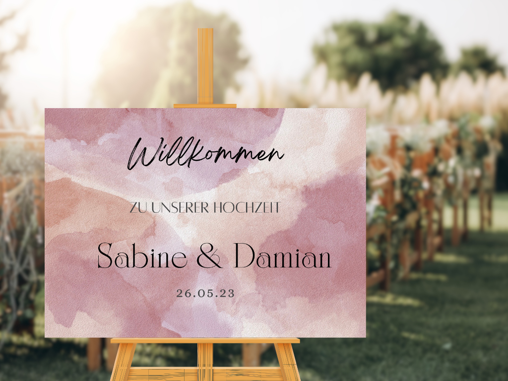 Willkommensschild Hochzeit - Leinwand , Poster - Glamour , Rot EMILY