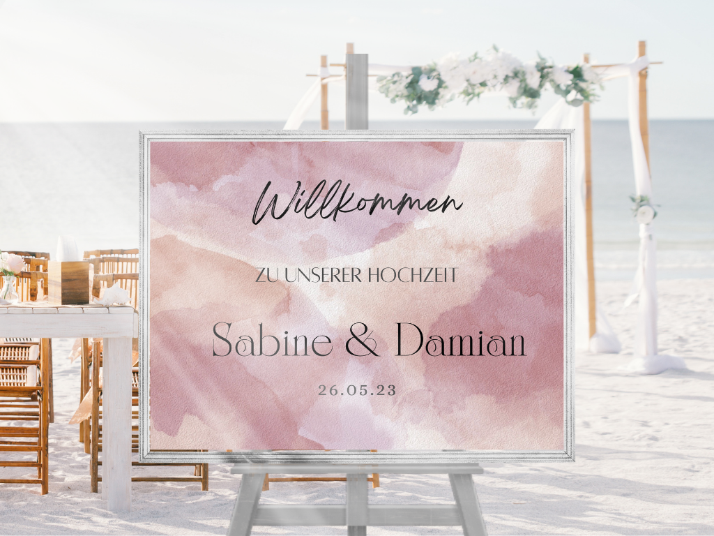 Willkommensschild Hochzeit - Leinwand , Poster - Glamour , Rot EMILY