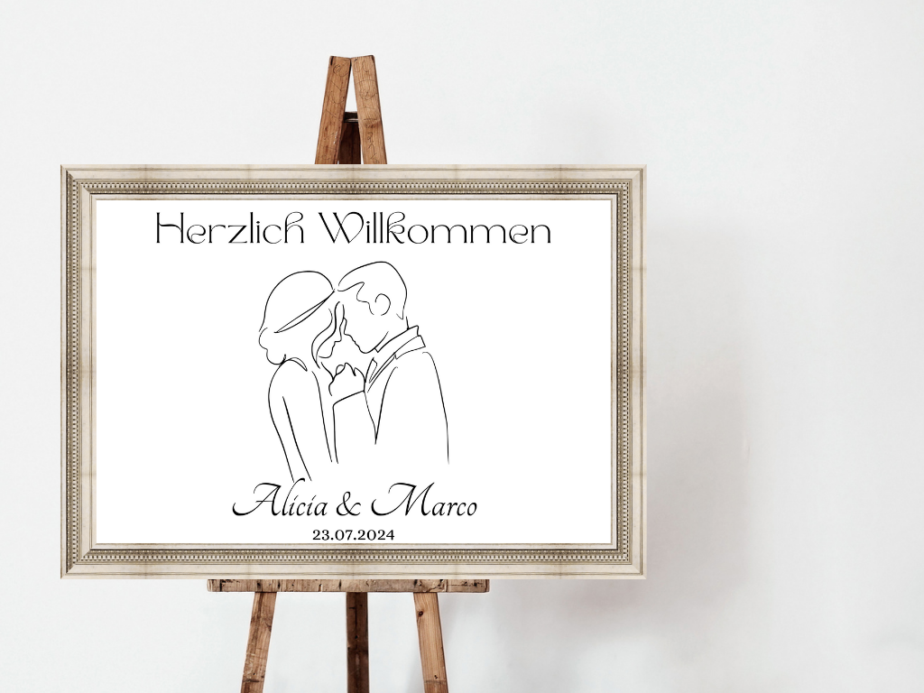 Willkommensschild Hochzeit - Leinwand , Poster - classic Hochzeit , Vintage JANA