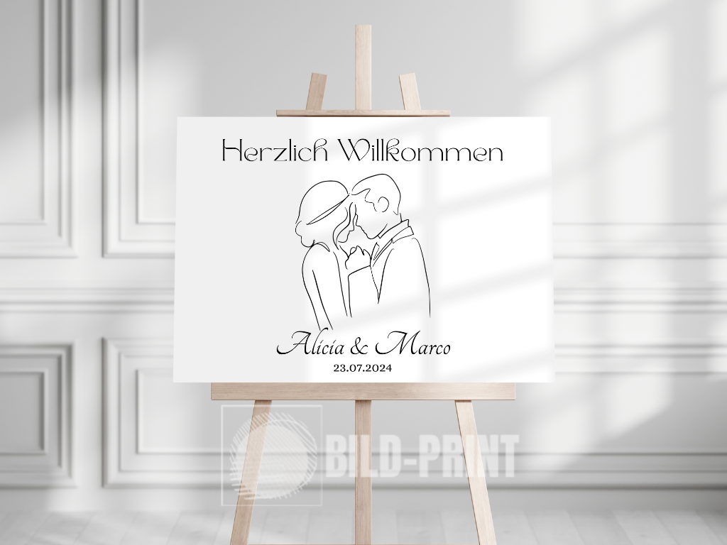 Willkommensschild Hochzeit - Leinwand , Poster - classic Hochzeit , Vintage JANA