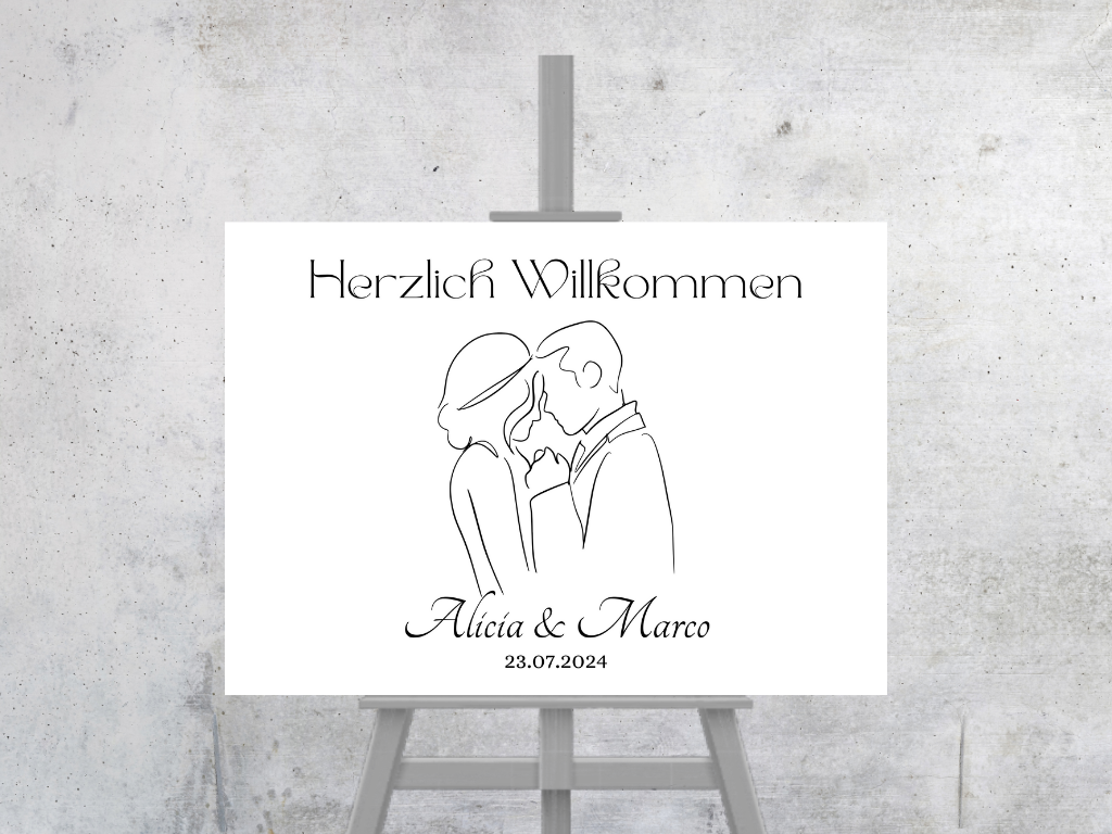 Willkommensschild Hochzeit - Leinwand , Poster - classic Hochzeit , Vintage JANA