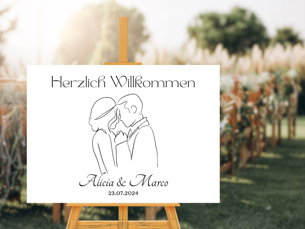 Willkommensschild Hochzeit - Leinwand , Poster - classic Hochzeit , Vintage JANA
