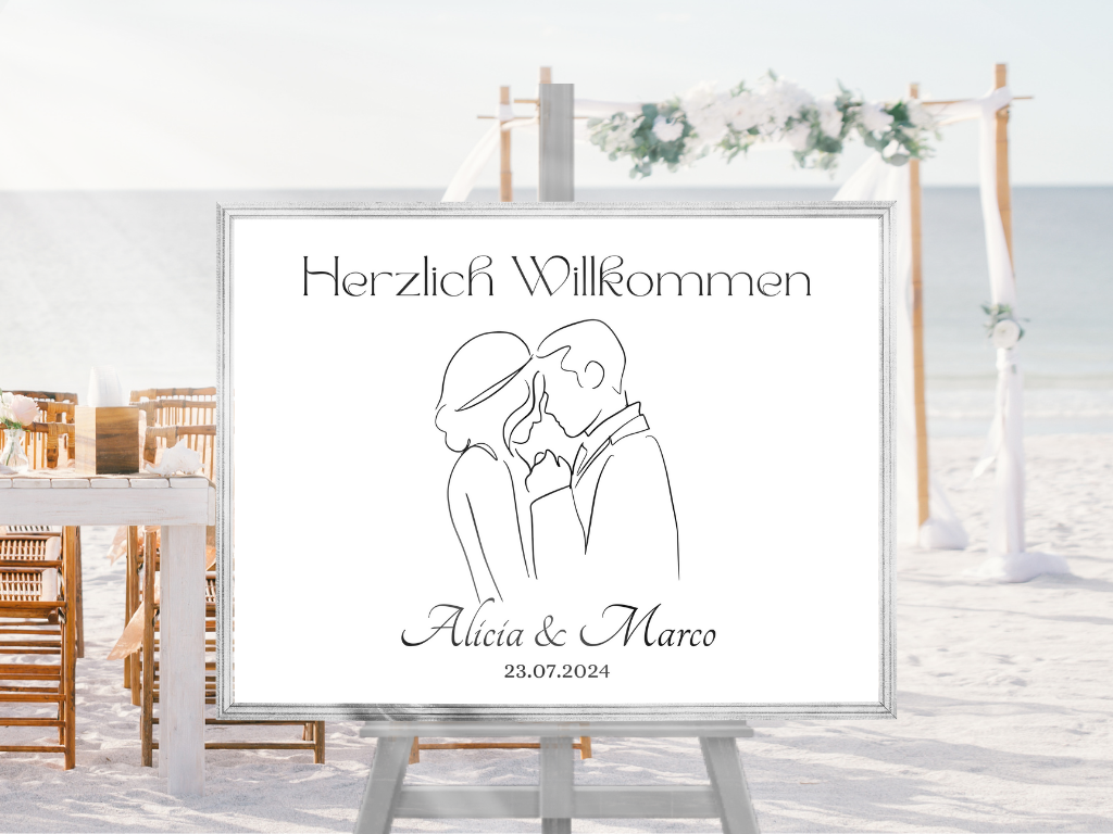 Willkommensschild Hochzeit - Leinwand , Poster - classic Hochzeit , Vintage JANA