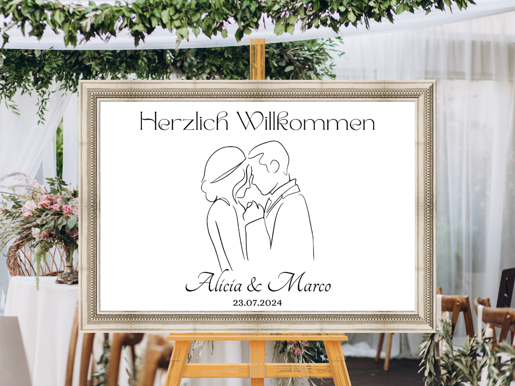 Willkommensschild Hochzeit - Leinwand , Poster - classic Hochzeit , Vintage JANA