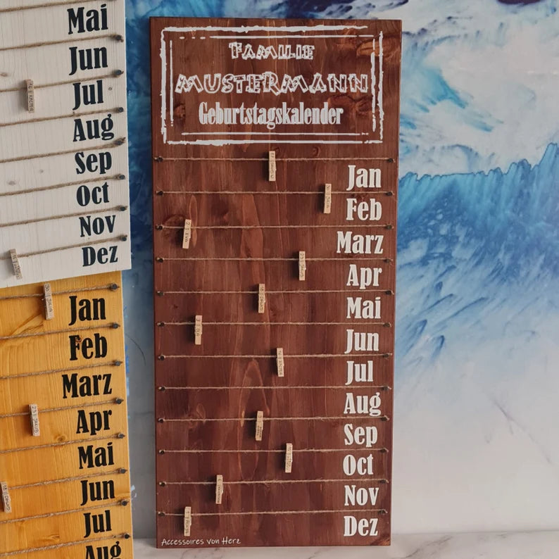 Geburtstagskalender in 3 Farbe aus Holz ,personalisiert. Geburtstagsgeschenk, Weihnachtsgeschenk, Geburtstagsplaner, Hochzeitsgeschenk