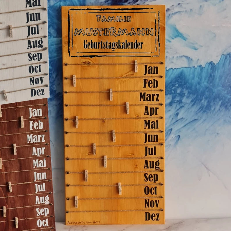 Geburtstagskalender in 3 Farbe aus Holz ,personalisiert. Geburtstagsgeschenk, Weihnachtsgeschenk, Geburtstagsplaner, Hochzeitsgeschenk