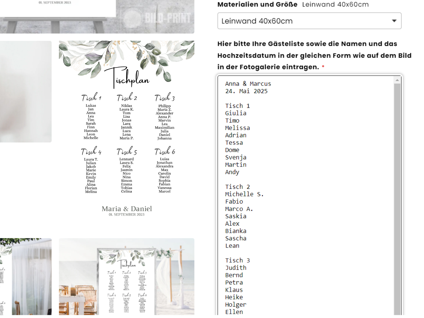 Personalisierter Hochzeits Sitzplan - Leinwand , Poster - Boho , Holzeffekt , Vintage LEONIE