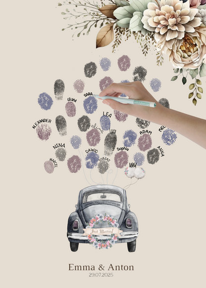 Gästebuch Alternativen für Hochzeit Leinwand, Poster . Boho , Beige , Blumen JULIA