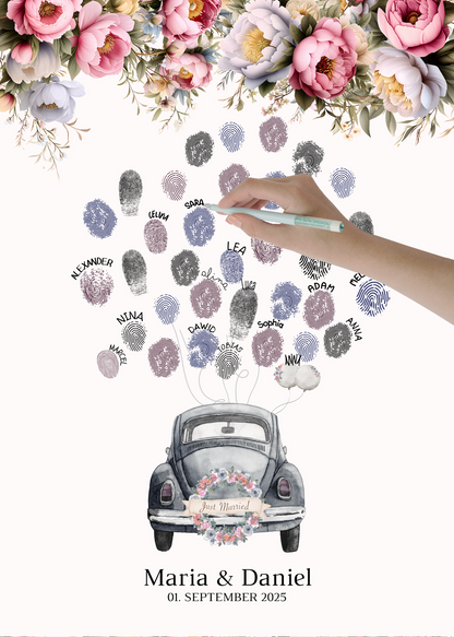 Gästebuch Alternativen für Hochzeit Leinwand, Poster . Rote Blumen Boho KATRIN