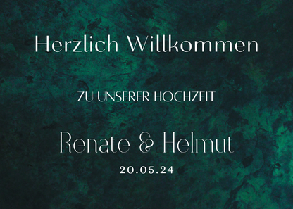 Willkommensschild Hochzeit - Leinwand , Poster - Glamour , grün MELISSA