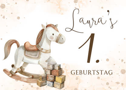 Willkommensschild zum 1. Geburtstag Kindergeburtstag Personalisiertes Deutsch boho