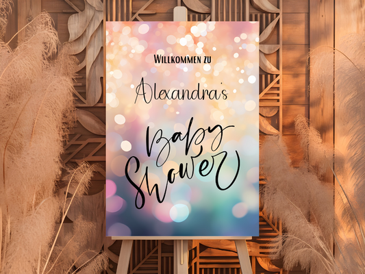 Willkommensschild Baby Shower , Gender Reveal - Leinwand , Poster - blau rosa MAYA