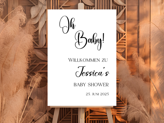 Willkommensschild Baby Shower , Gender Reveal - Leinwand , Poster - Olivier