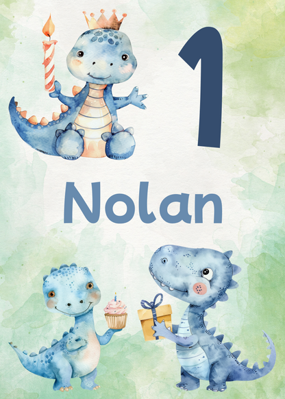 Willkommensschild zum 1. Geburtstag Kindergeburtstag Personalisiertes Deutsch Dinosaurier
