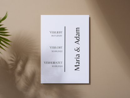 Unsere Liebesgeschichte. Verliebt Verlobt Verheiratet für Hochzeit Leinwand, Poster .