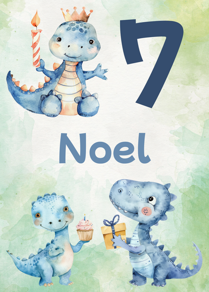 Willkommensschild zum 1. Geburtstag Kindergeburtstag Personalisiertes Deutsch Dinosaurier